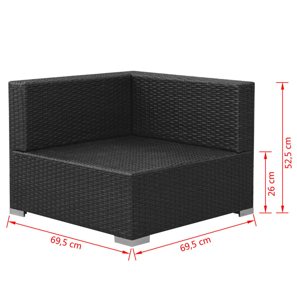Salon de jardin 3 pcs avec coussins Résine tressée Noir - XIOS