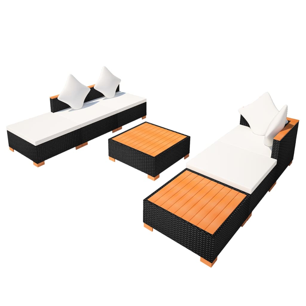 Salon de jardin 7 pcs avec coussins Résine tressée Noir - XIOS
