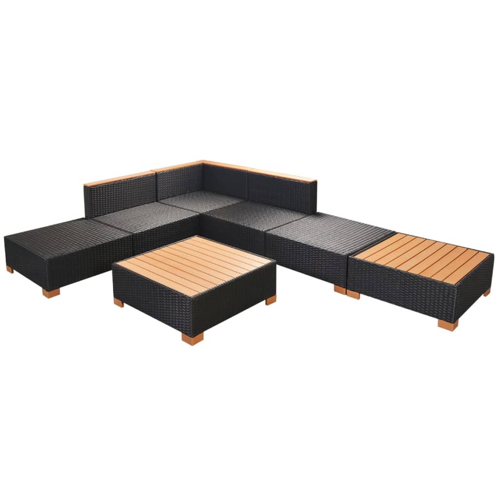 Salon de jardin 7 pcs avec coussins Résine tressée Noir - XIOS