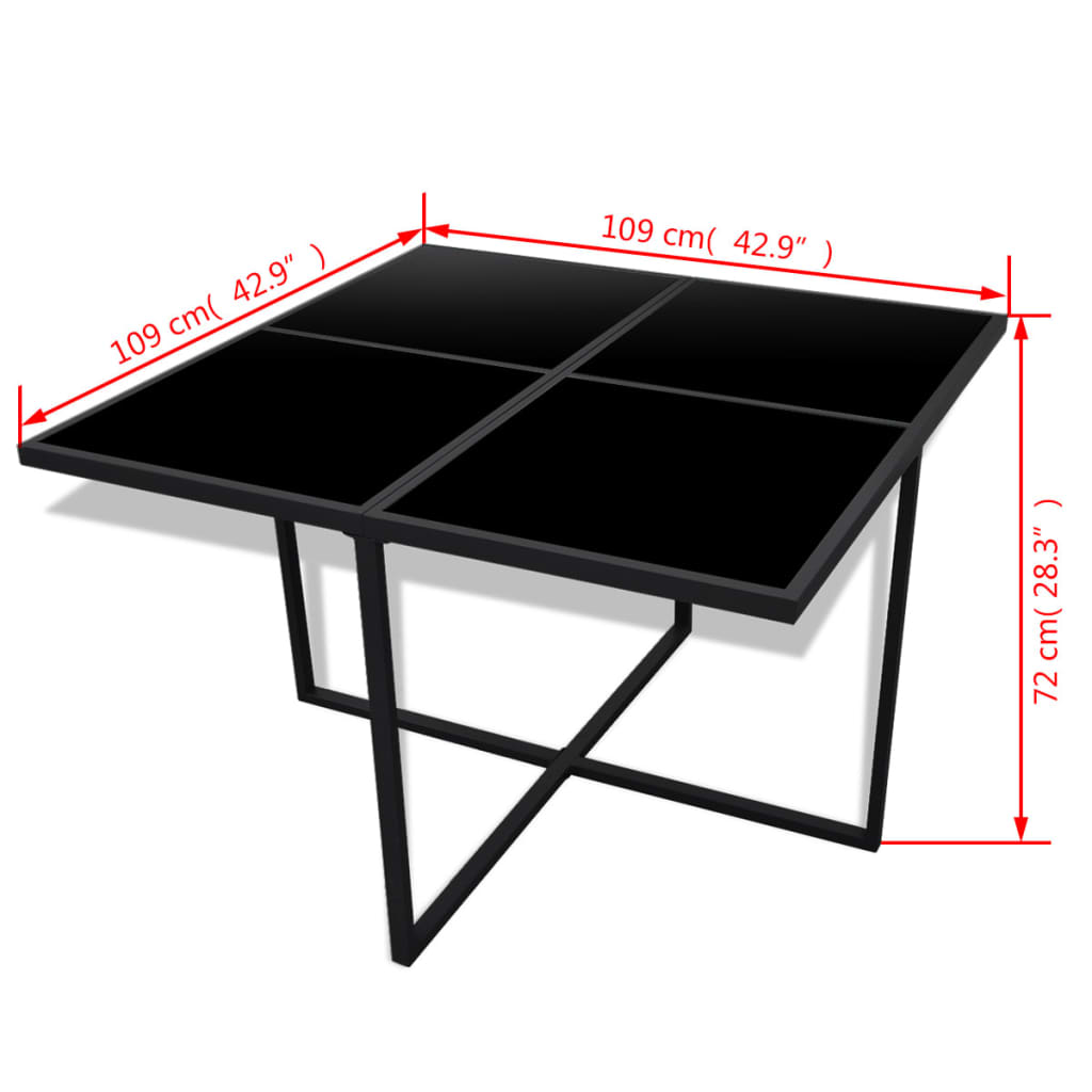 Ensemble à manger d'extérieur 9pcs coussins Résine tressée Noir - XIOS