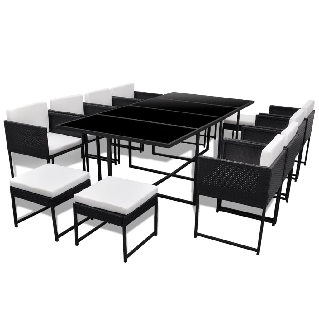 Ensemble à manger d'extérieur 13 pcs coussins Résine tressée - XIOS
