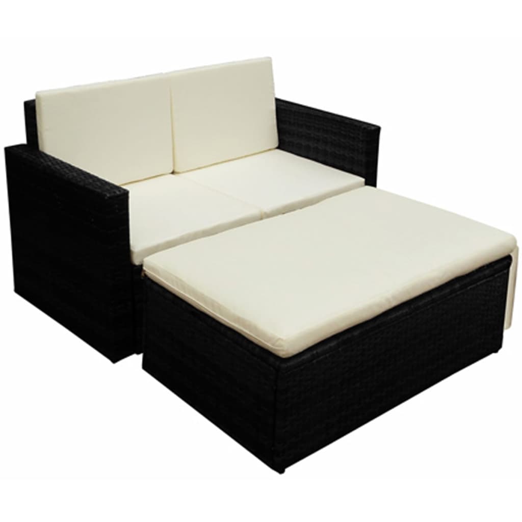 Salon de jardin 2 pcs avec coussins Résine tressée Noir - XIOS