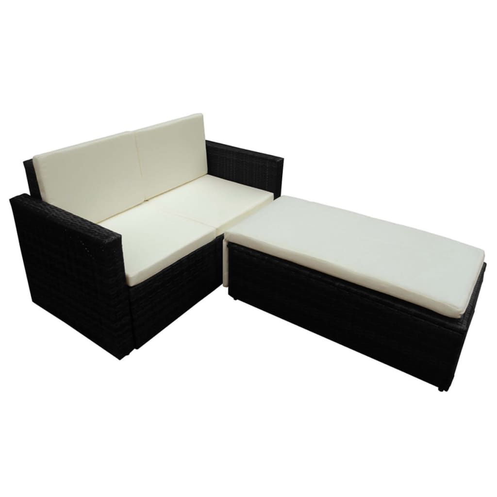 Salon de jardin 2 pcs avec coussins Résine tressée Noir - XIOS