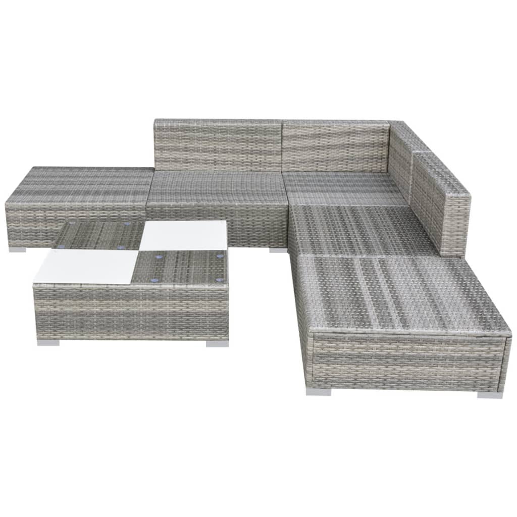 Salon de jardin 6 pcs avec coussins résine tressée gris - XIOS