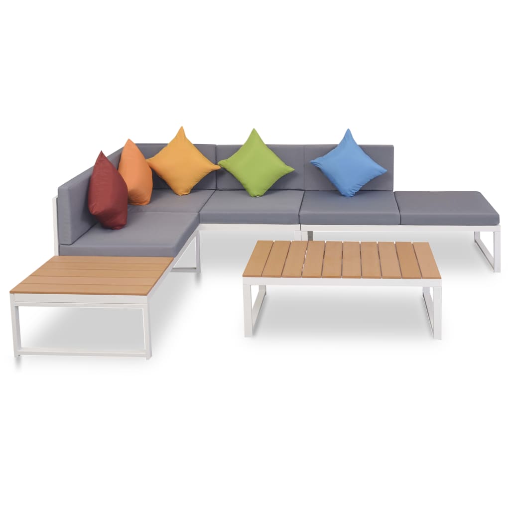 Salon de jardin 4 pcs avec coussins Aluminium et WPC - XIOS