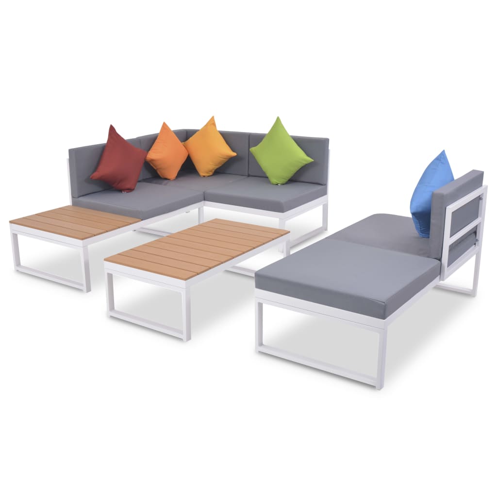 Salon de jardin 4 pcs avec coussins Aluminium et WPC - XIOS
