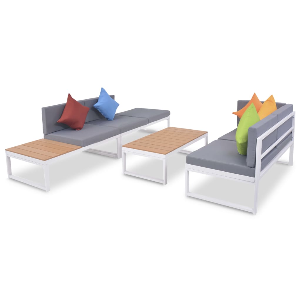 Salon de jardin 4 pcs avec coussins Aluminium et WPC - XIOS