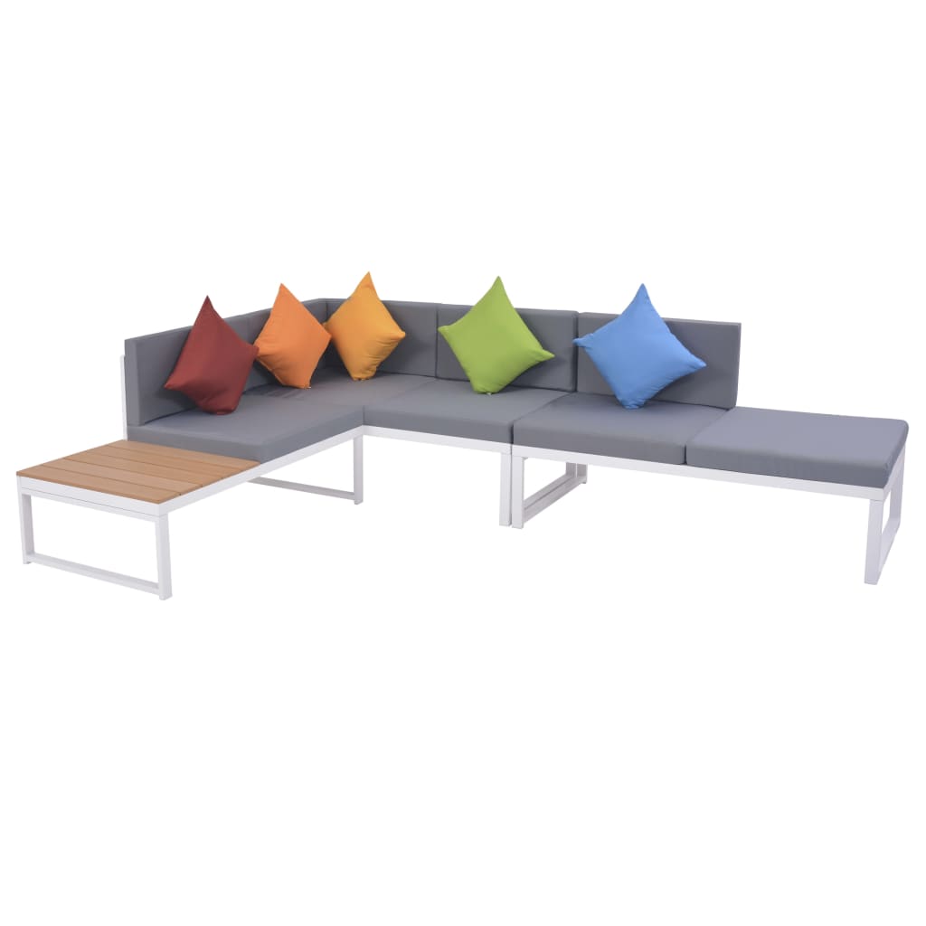 Salon de jardin 4 pcs avec coussins Aluminium et WPC - XIOS