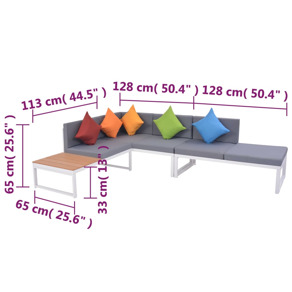 Salon de jardin 4 pcs avec coussins Aluminium et WPC - XIOS