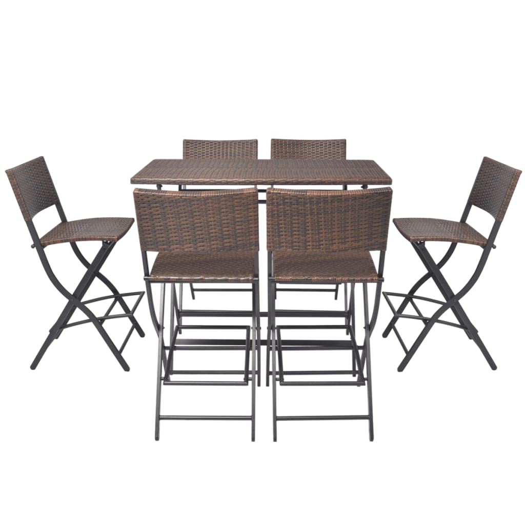 Ensemble à manger d'extérieur pliable 7pcs Acier Résine tressée - XIOS