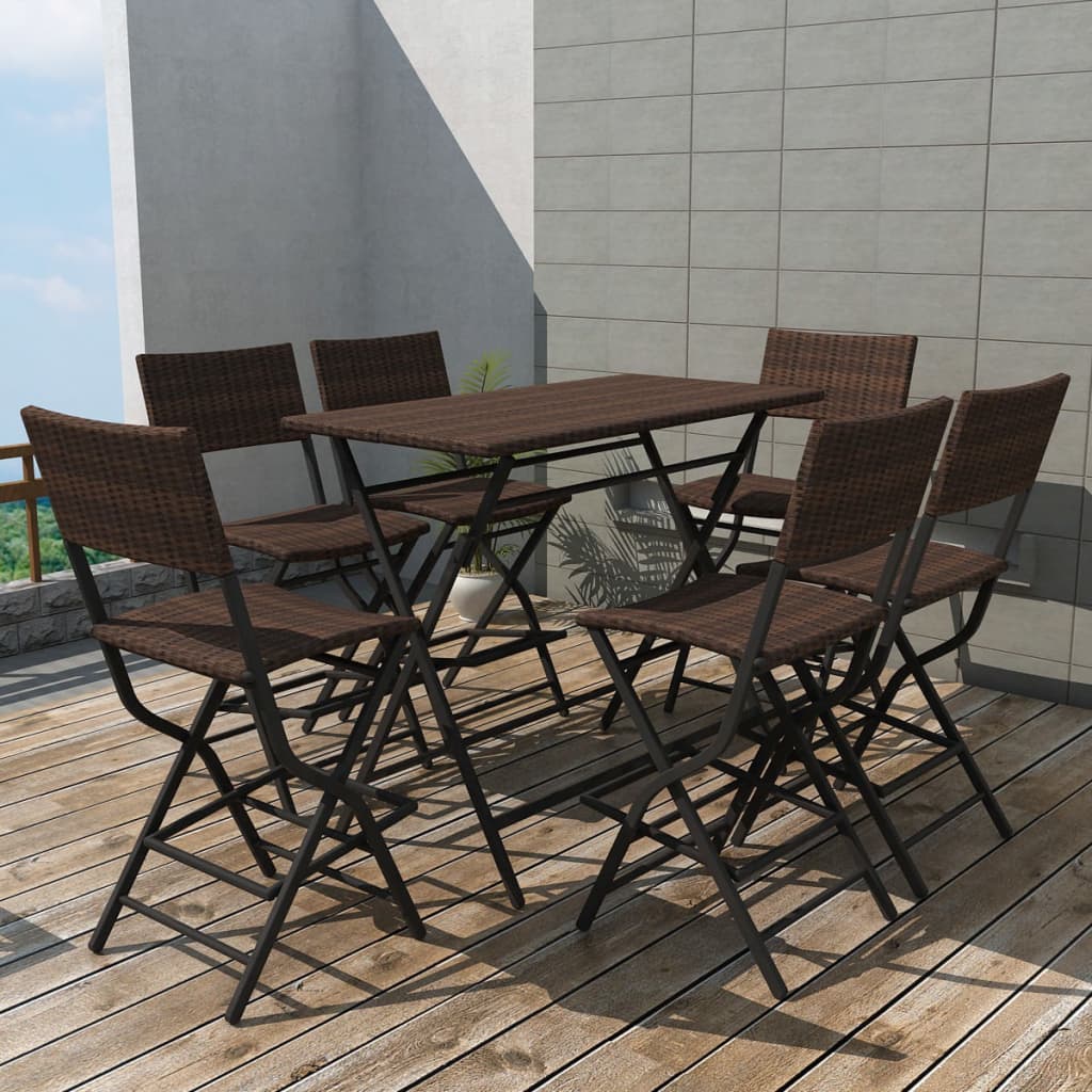 Ensemble à manger d'extérieur pliable 7pcs Acier Résine tressée - XIOS
