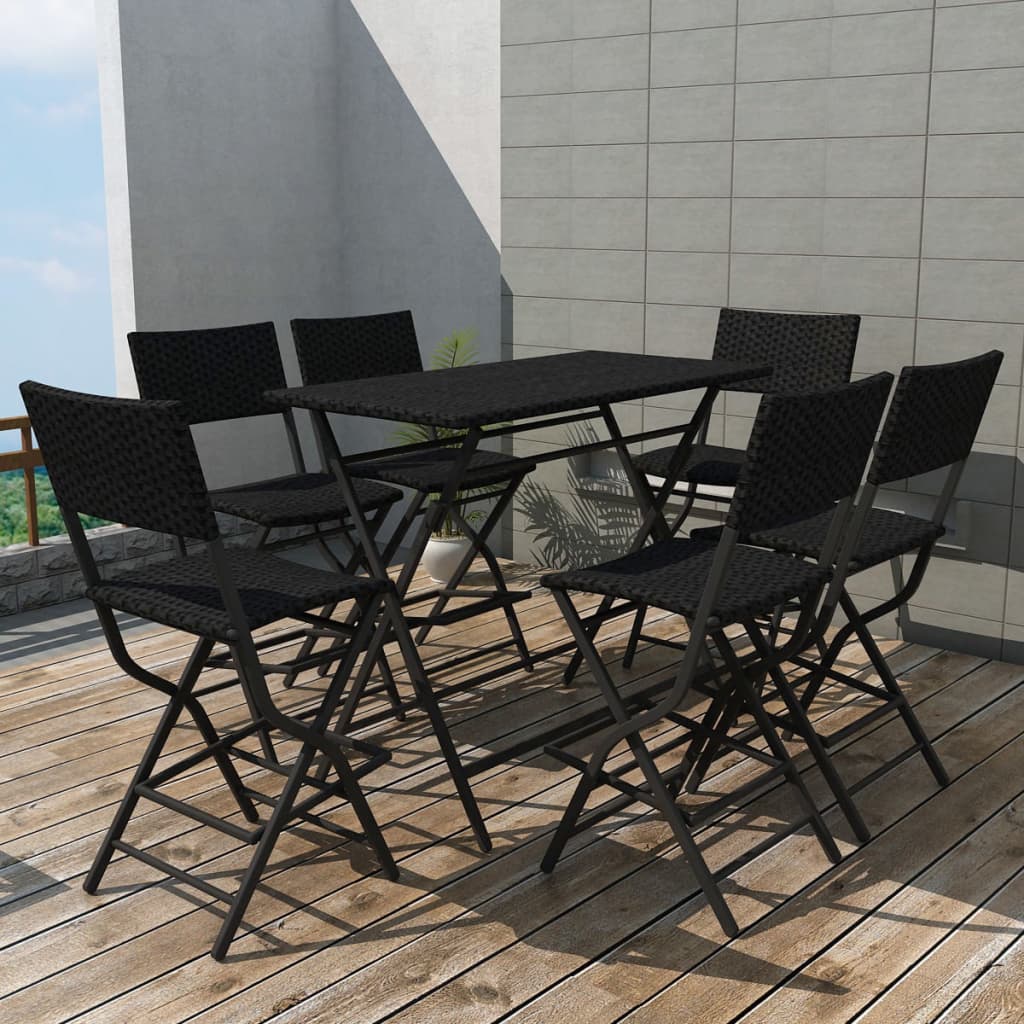 Ensemble à manger d'extérieur pliable 7pcs Acier Résine tressée - XIOS