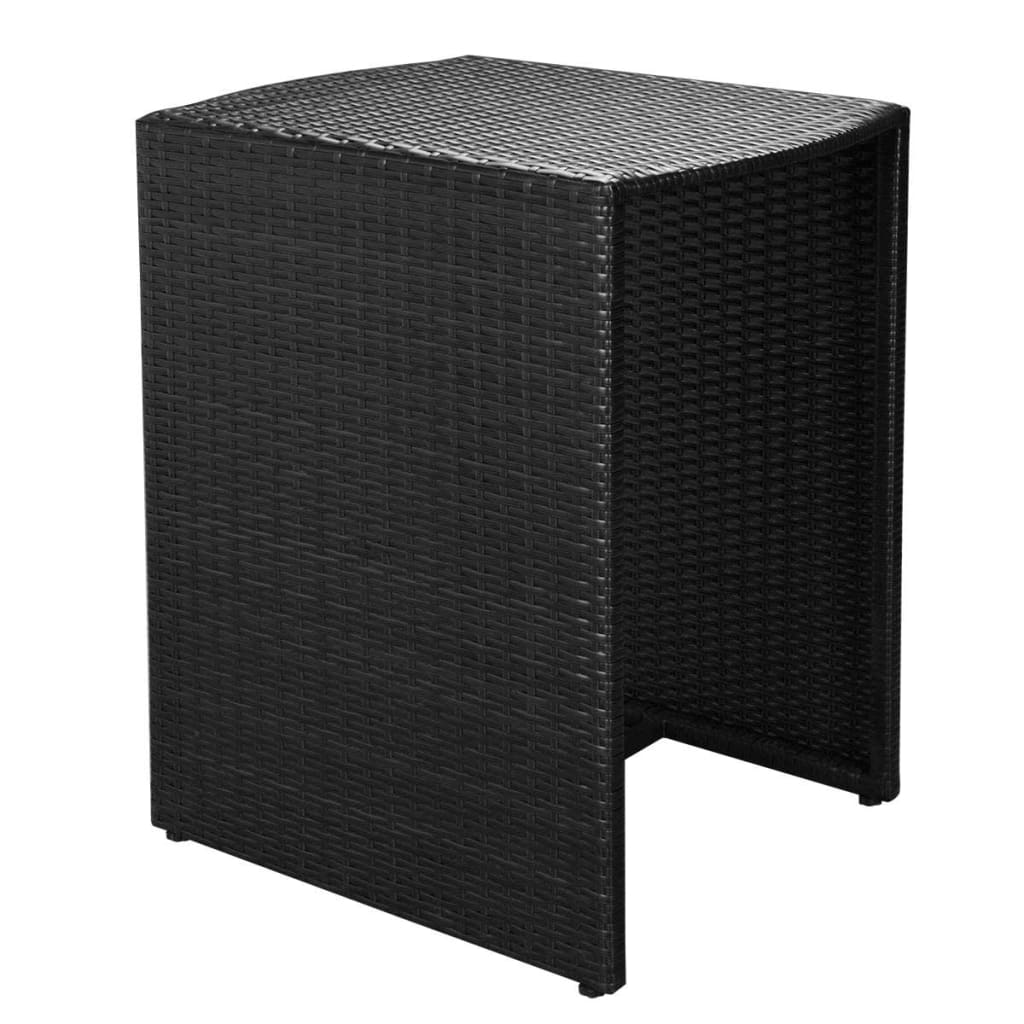 Ensemble de bistro 3 pcs avec coussins résine tressée noir - XIOS