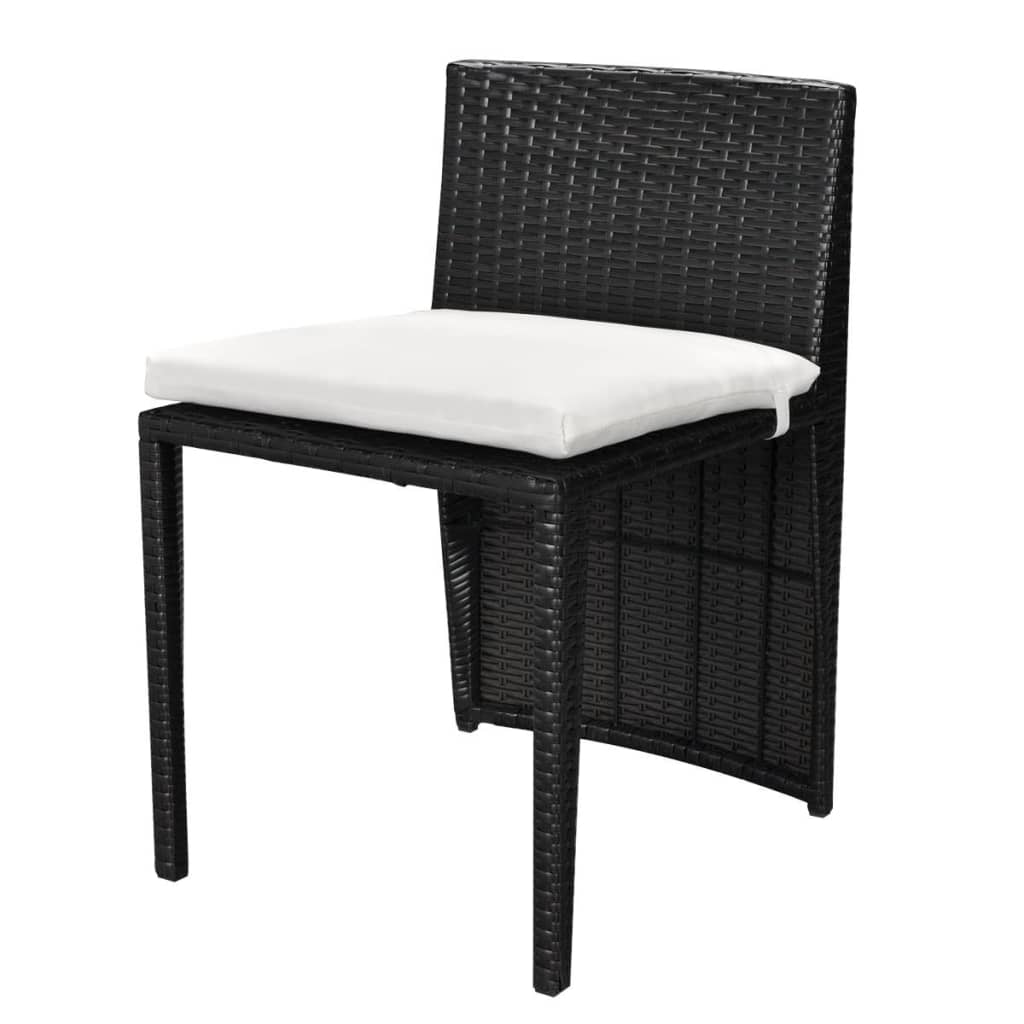 Ensemble de bistro 3 pcs avec coussins résine tressée noir - XIOS