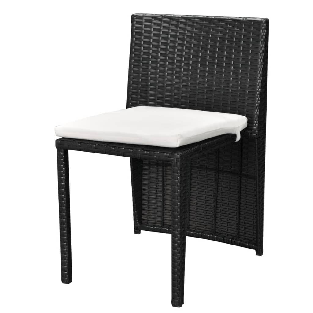 Ensemble de bistro 3 pcs avec coussins résine tressée noir - XIOS