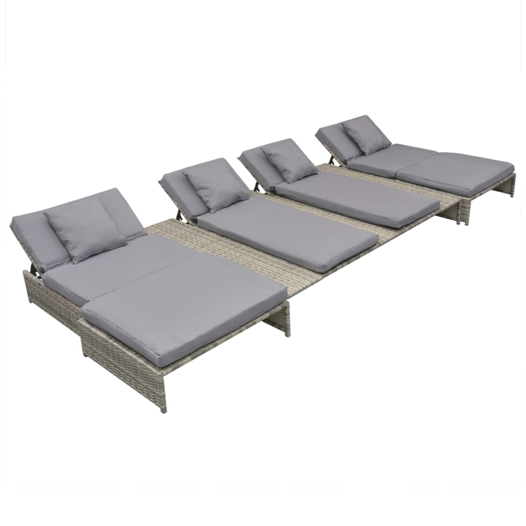 Salon de jardin 5 pcs avec coussins Résine tressée Gris Salons de jardin vidaXL