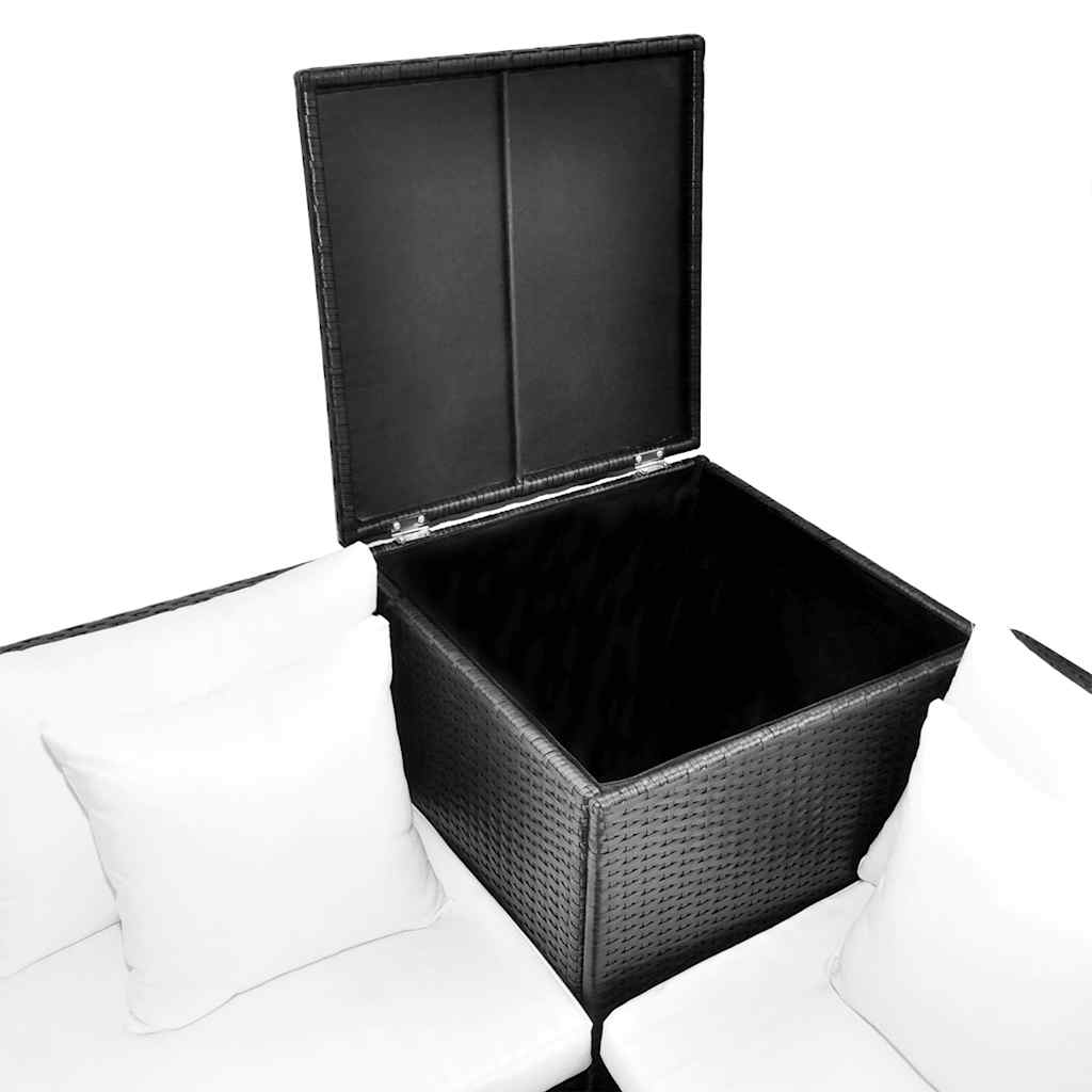 Salon de jardin 4 pcs avec coussins Résine tressée Noir - XIOS