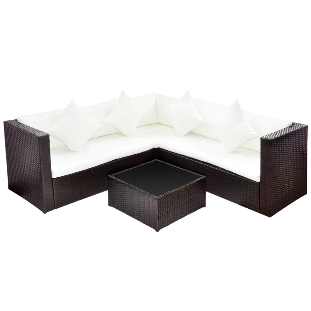 Salon de jardin 4 pcs avec coussins Résine tressée Marron - XIOS