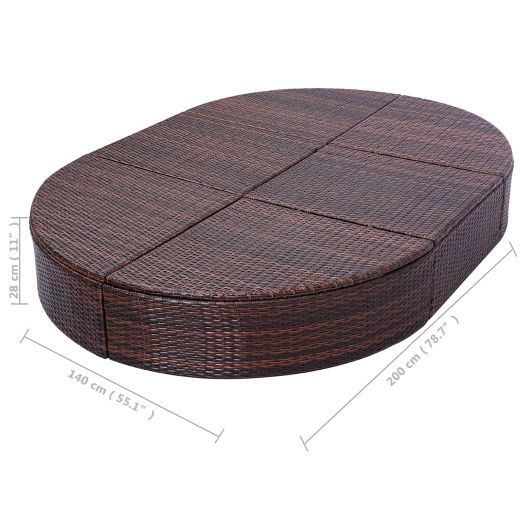 Lit de repos d'extérieur avec coussin Résine tressée Marron Lits d'extérieur vidaXL
