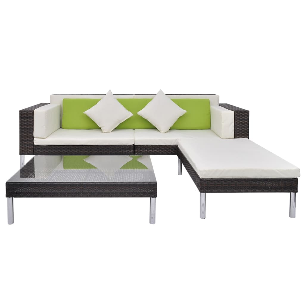 Salon de jardin 4 pcs avec coussins Résine tressée Marron - XIOS