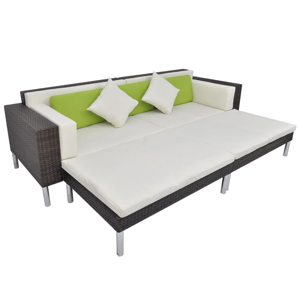 Salon de jardin 4 pcs avec coussins Résine tressée Marron - XIOS