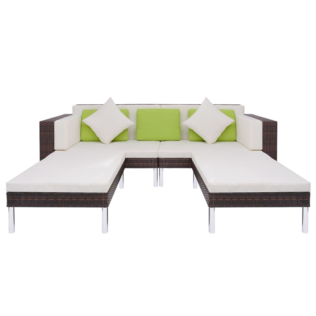 Salon de jardin 4 pcs avec coussins Résine tressée Marron - XIOS