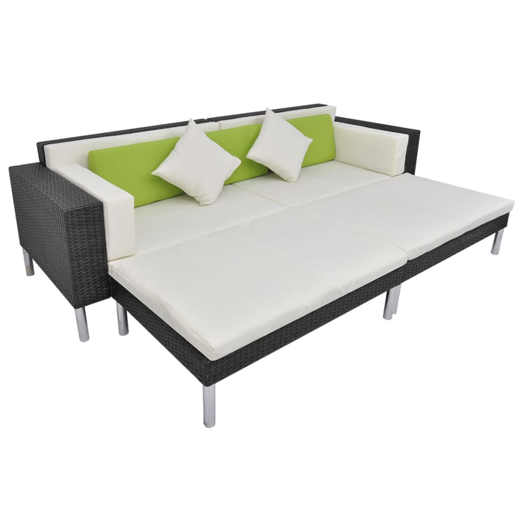 Salon de jardin 4 pcs avec coussins Résine tressée Noir - XIOS