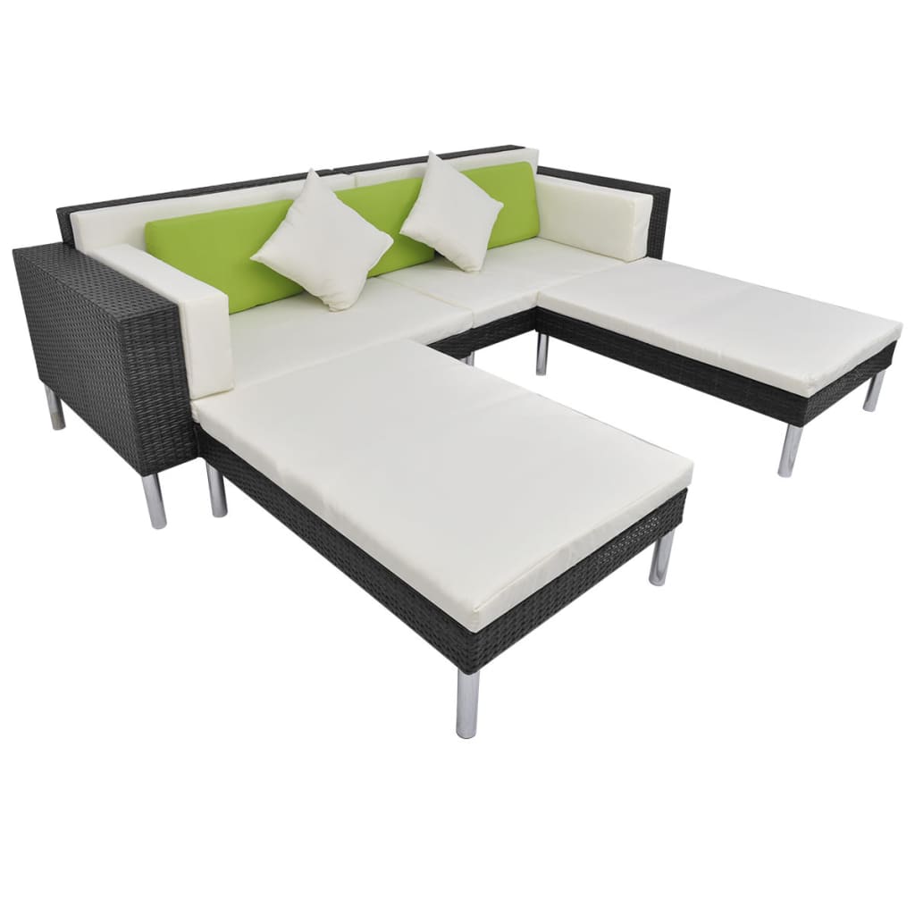 Salon de jardin 4 pcs avec coussins Résine tressée Noir - XIOS