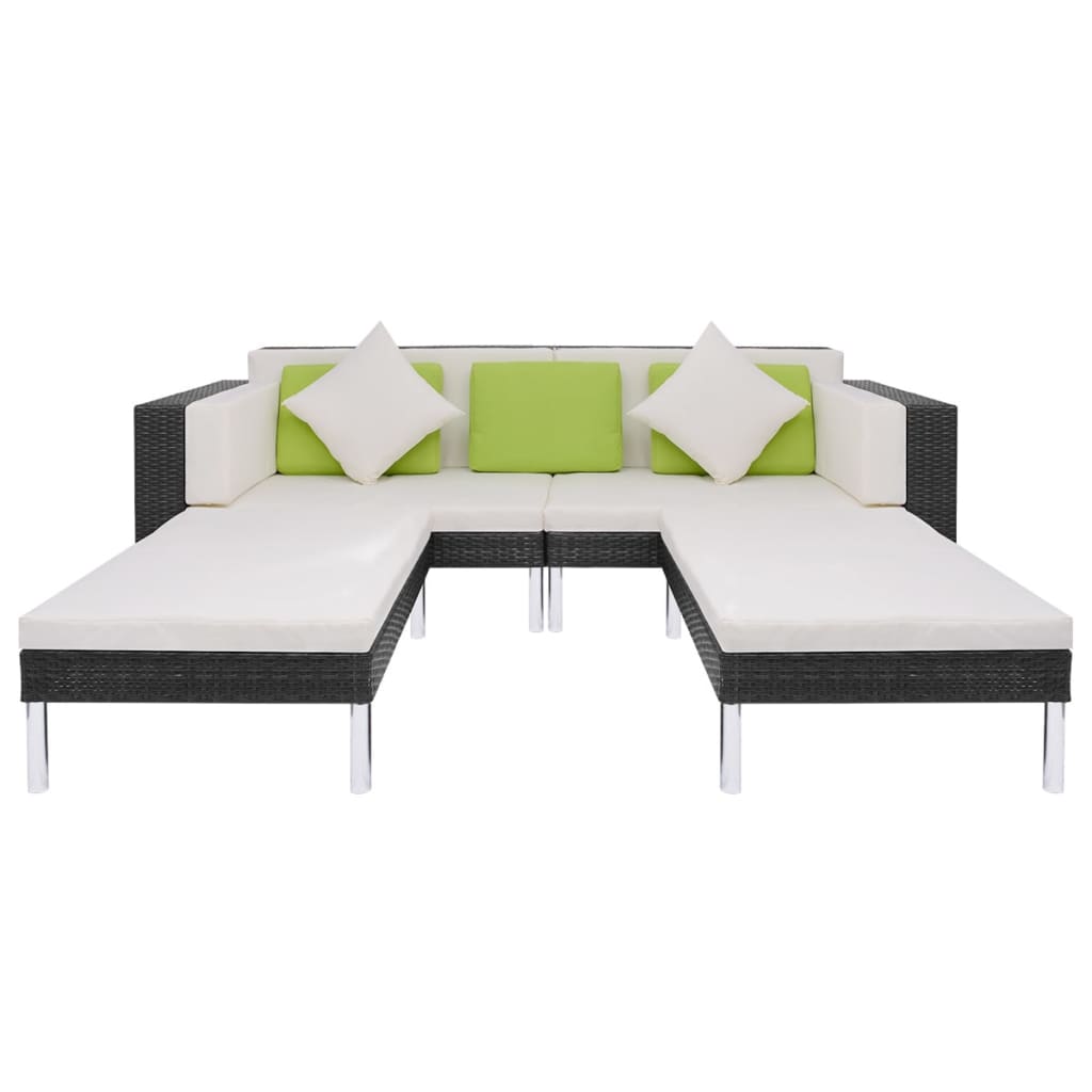 Salon de jardin 4 pcs avec coussins Résine tressée Noir - XIOS
