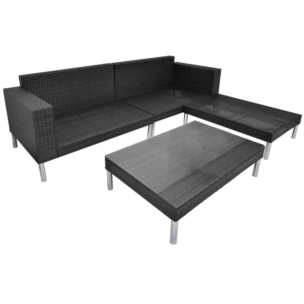 Salon de jardin 4 pcs avec coussins Résine tressée Noir - XIOS