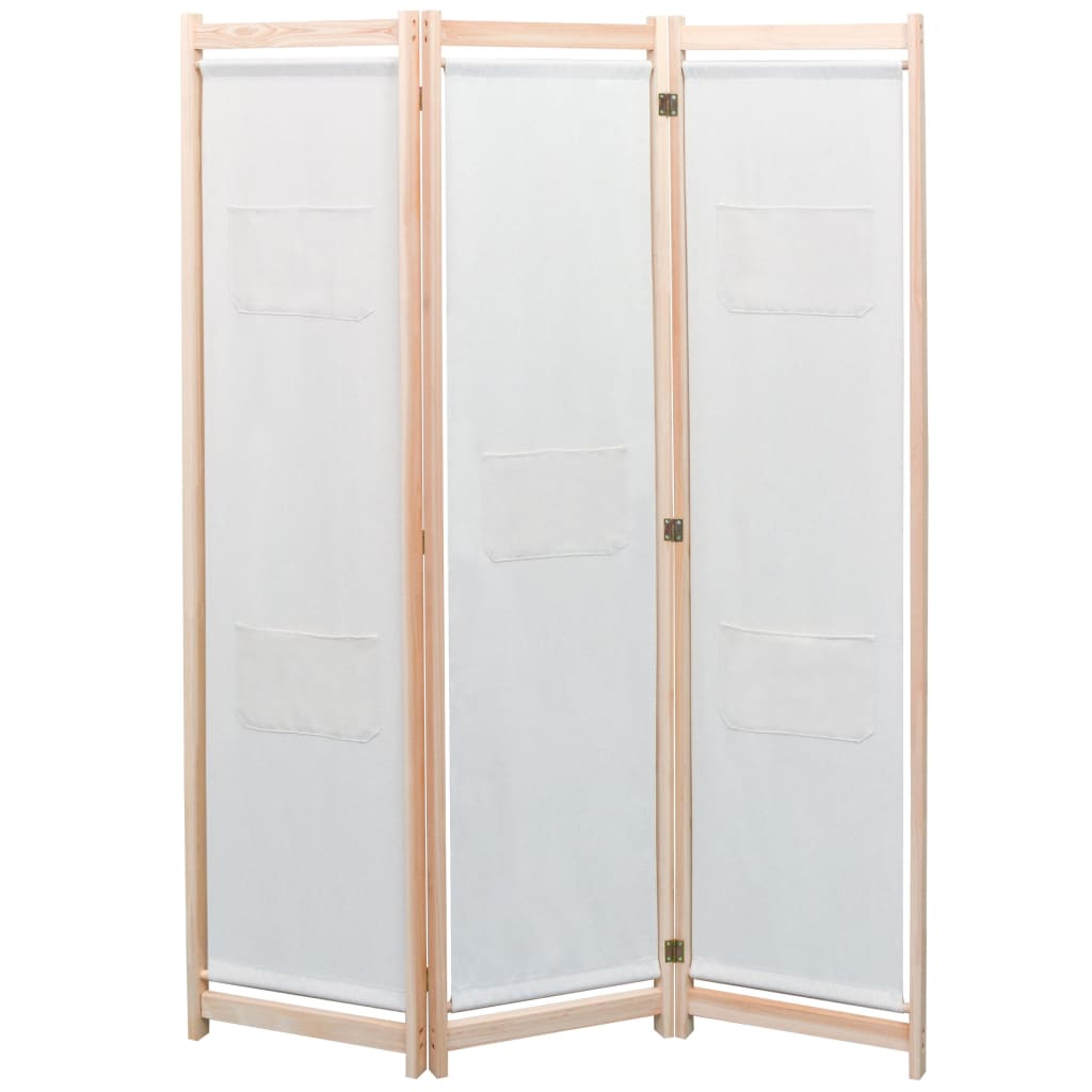 Cloison de séparation 3 panneaux Crème 120x170x4 cm Tissu - XIOS