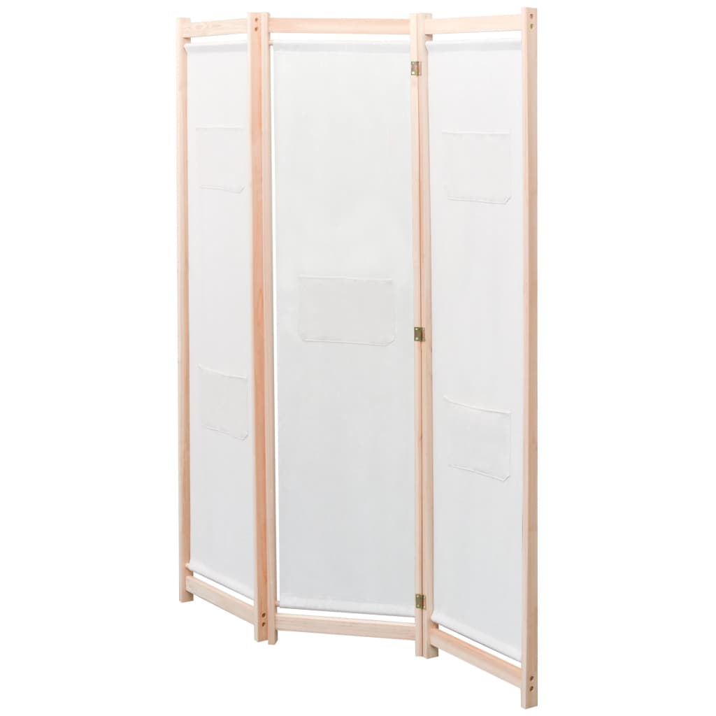 Cloison de séparation 3 panneaux Crème 120x170x4 cm Tissu - XIOS