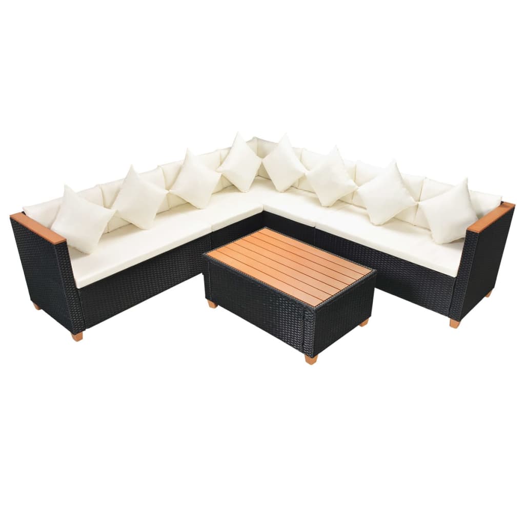 Salon de jardin 5 pcs avec coussins résine tressée noir - XIOS