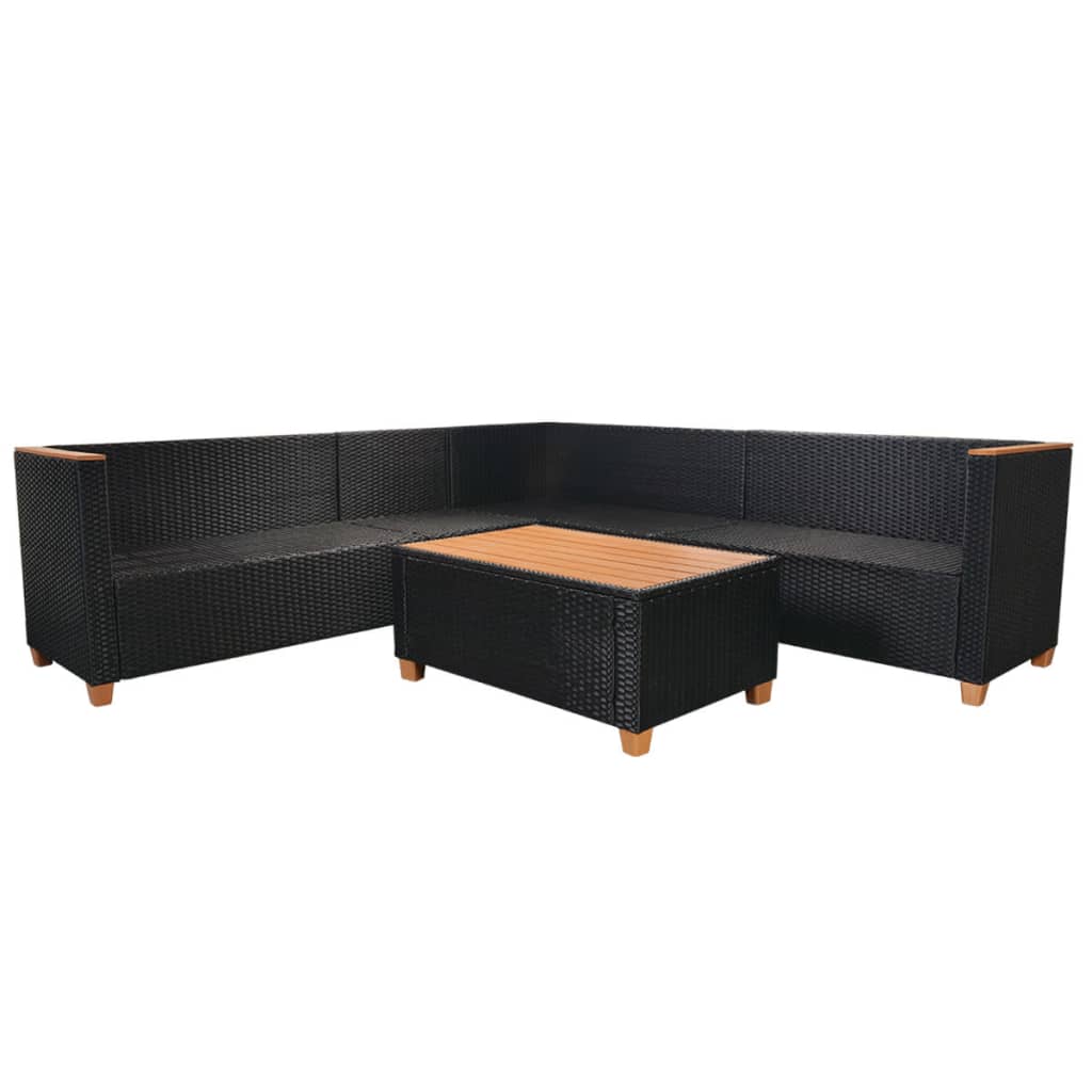 Salon de jardin 5 pcs avec coussins résine tressée noir - XIOS