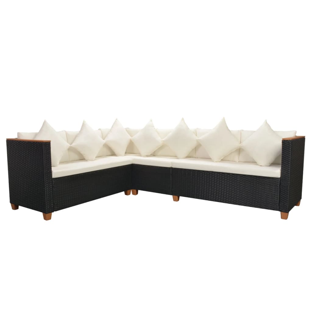 Salon de jardin 4 pcs avec coussins Résine tressée Noir - XIOS