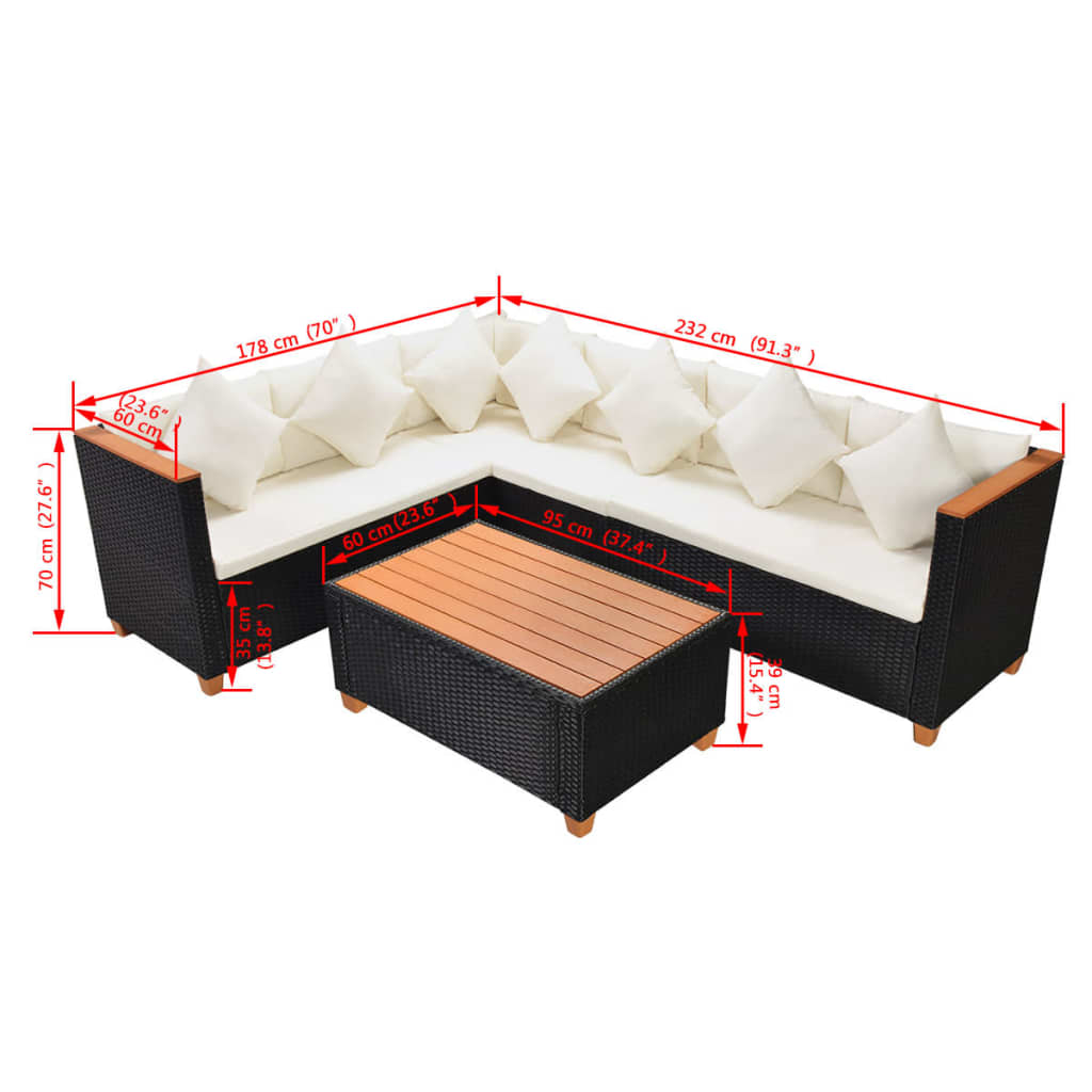 Salon de jardin 4 pcs avec coussins Résine tressée Noir - XIOS