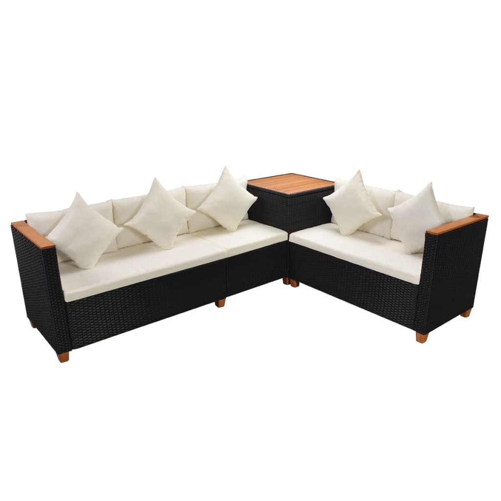 Salon de jardin 7 pcs avec coussins Résine tressée Noir - XIOS