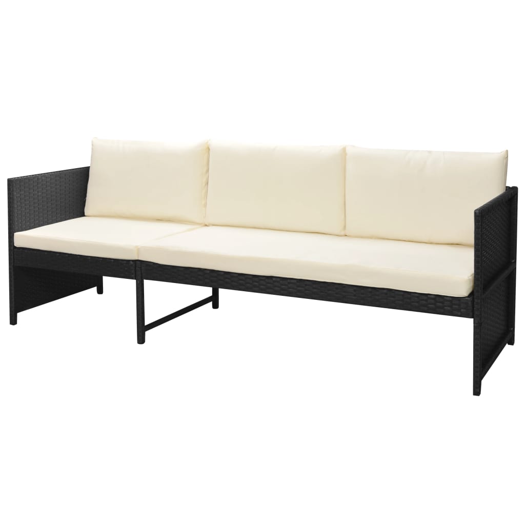 Salon de jardin 6 pcs avec coussins résine tressée noir - XIOS