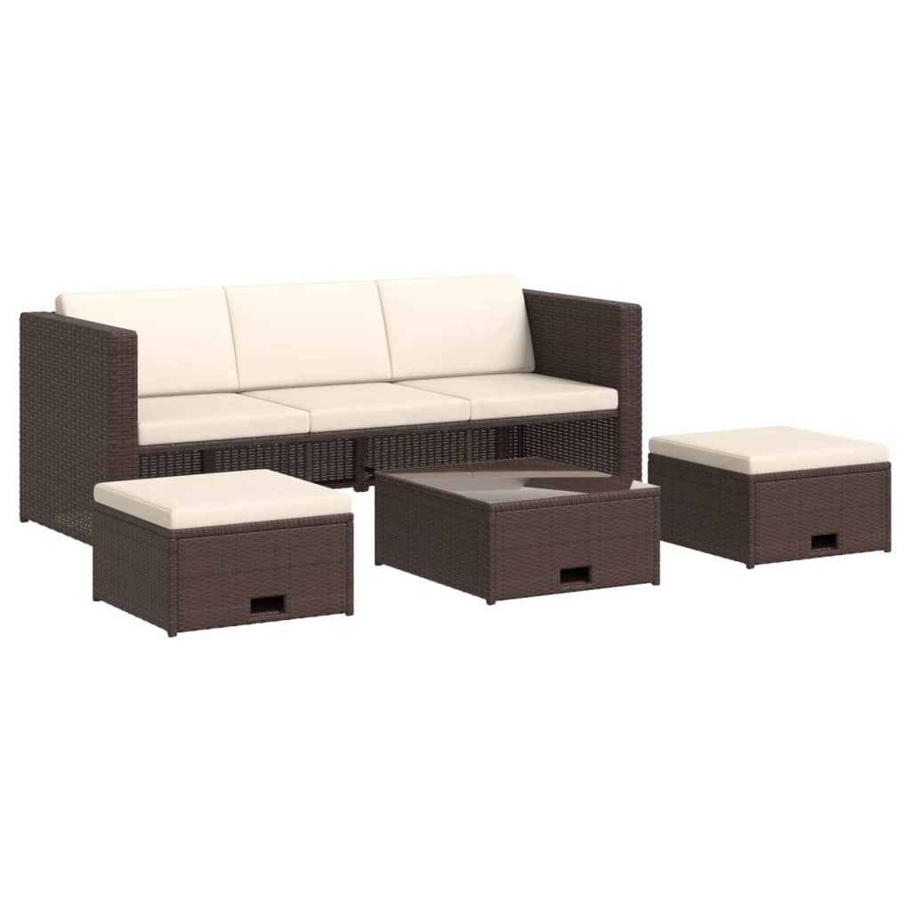Salon de jardin 4 pcs avec coussins Résine tressée Marron - XIOS
