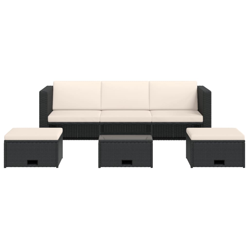 Salon de jardin 4 pcs avec coussins Résine tressée Noir - XIOS