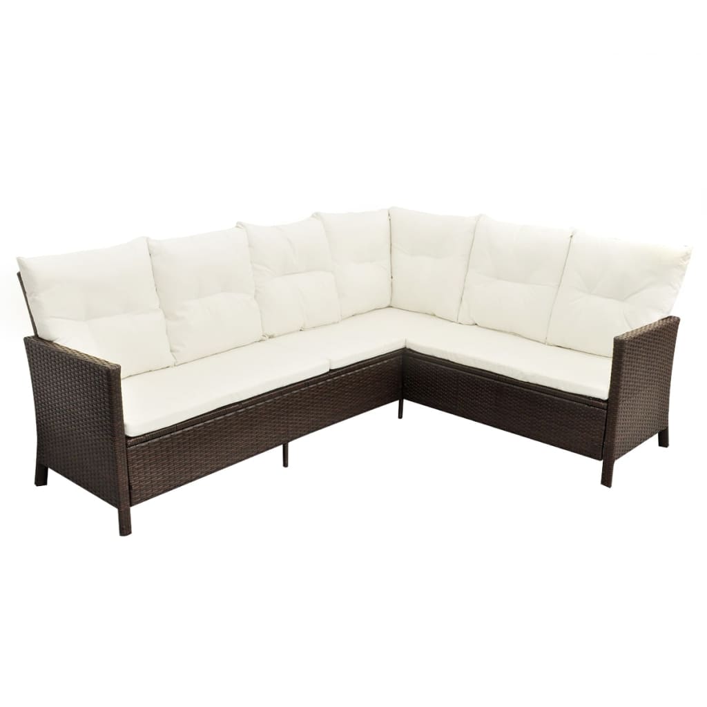 Salon de jardin 4 pcs avec coussins Résine tressée Marron Salons de jardin vidaXL