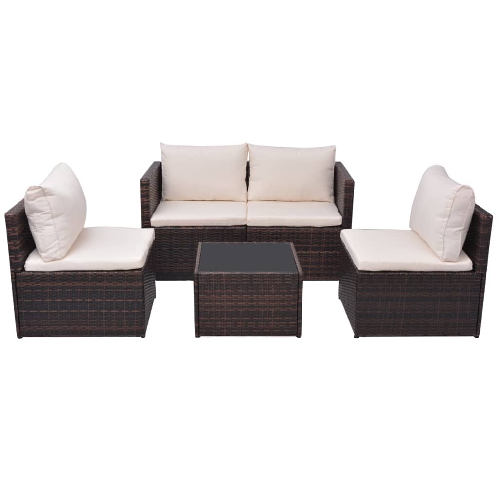 Salon de jardin 5 pcs avec coussins Résine tressée Marron - XIOS