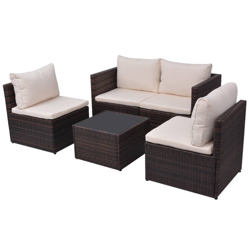 Salon de jardin 5 pcs avec coussins Résine tressée Marron - XIOS