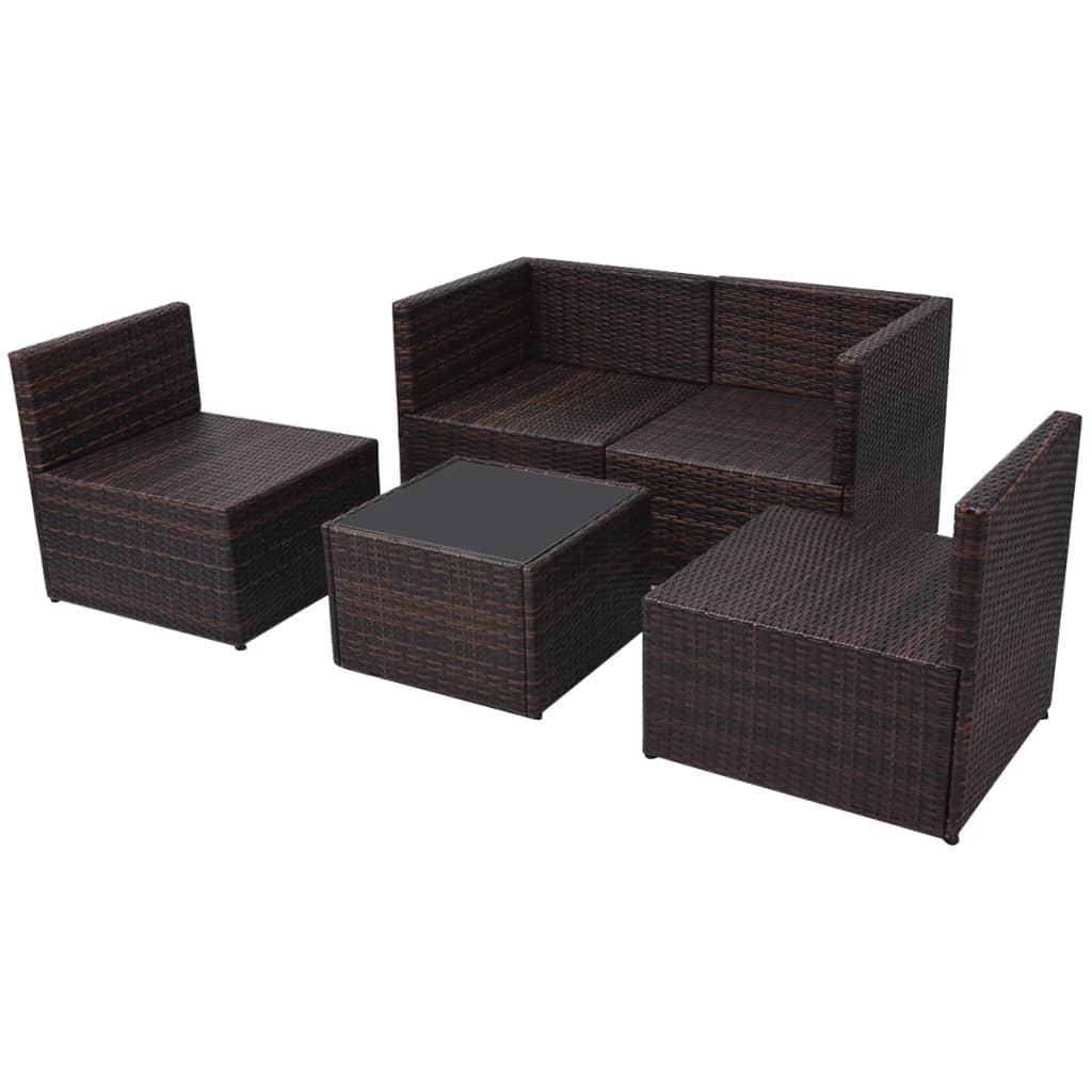 Salon de jardin 5 pcs avec coussins Résine tressée Marron - XIOS
