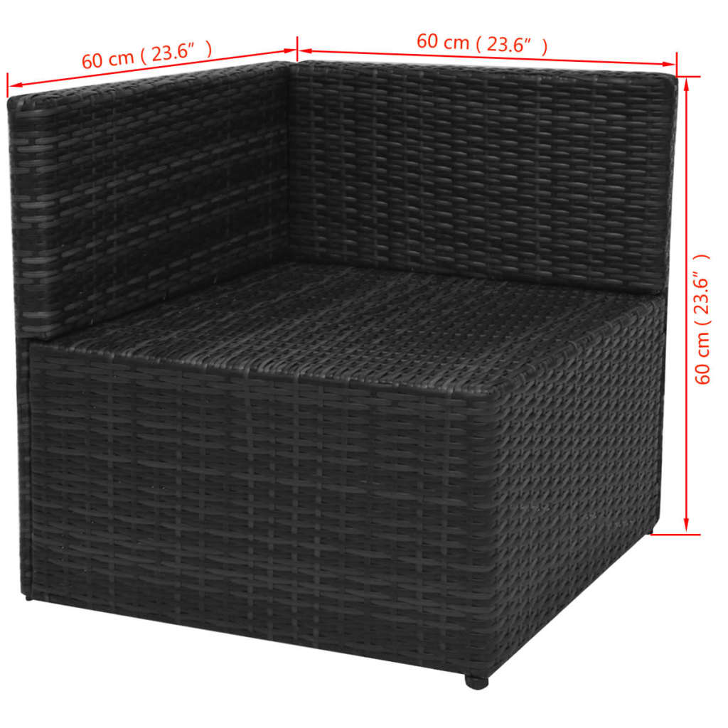 Salon de jardin 5 pcs avec coussins résine tressée noir - XIOS