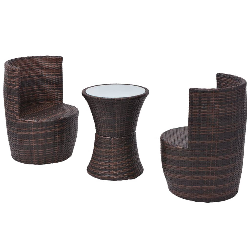 Mobilier de bistro 3 pcs avec coussins Résine tressée Marron - XIOS