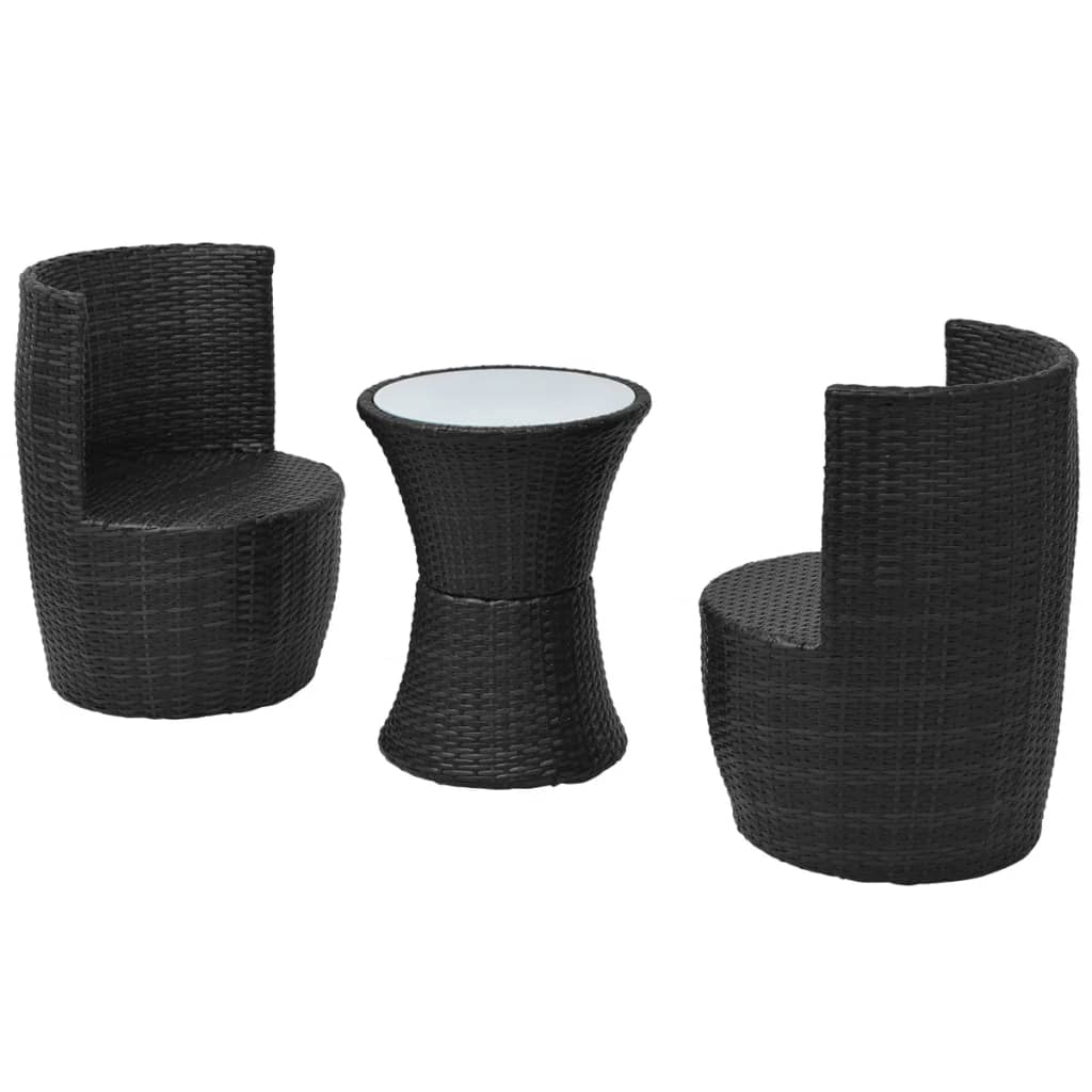 Mobilier de bistro 3 pcs avec coussins Résine tressée Noir - XIOS