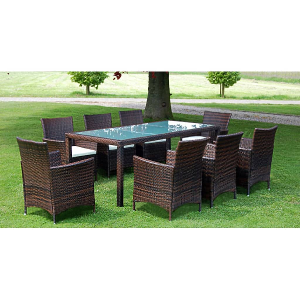 Ensemble à manger d'extérieur avec coussins 9pcs Résine tressée - XIOS