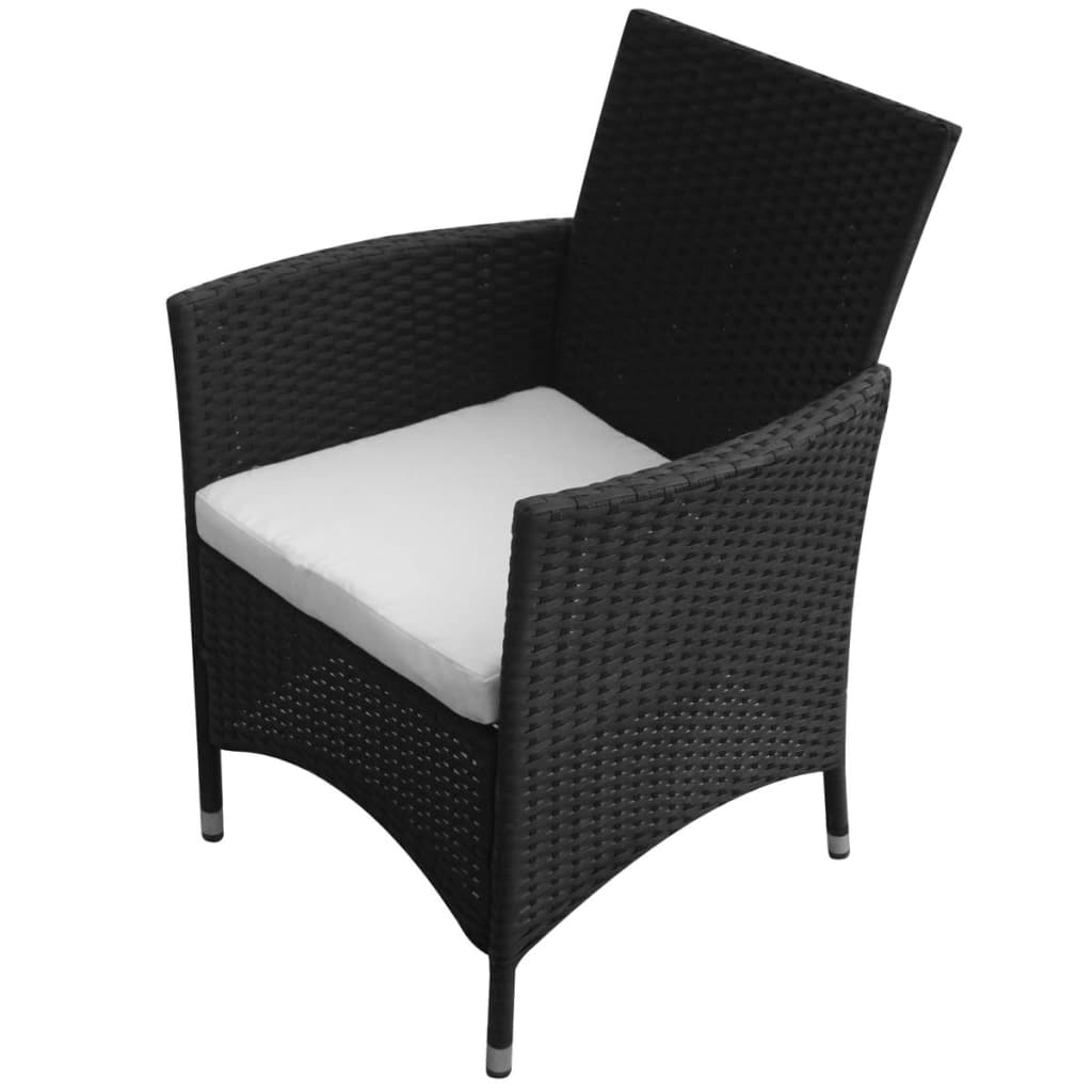Ensemble à manger d'extérieur 9pcs coussins résine tressée noir - XIOS