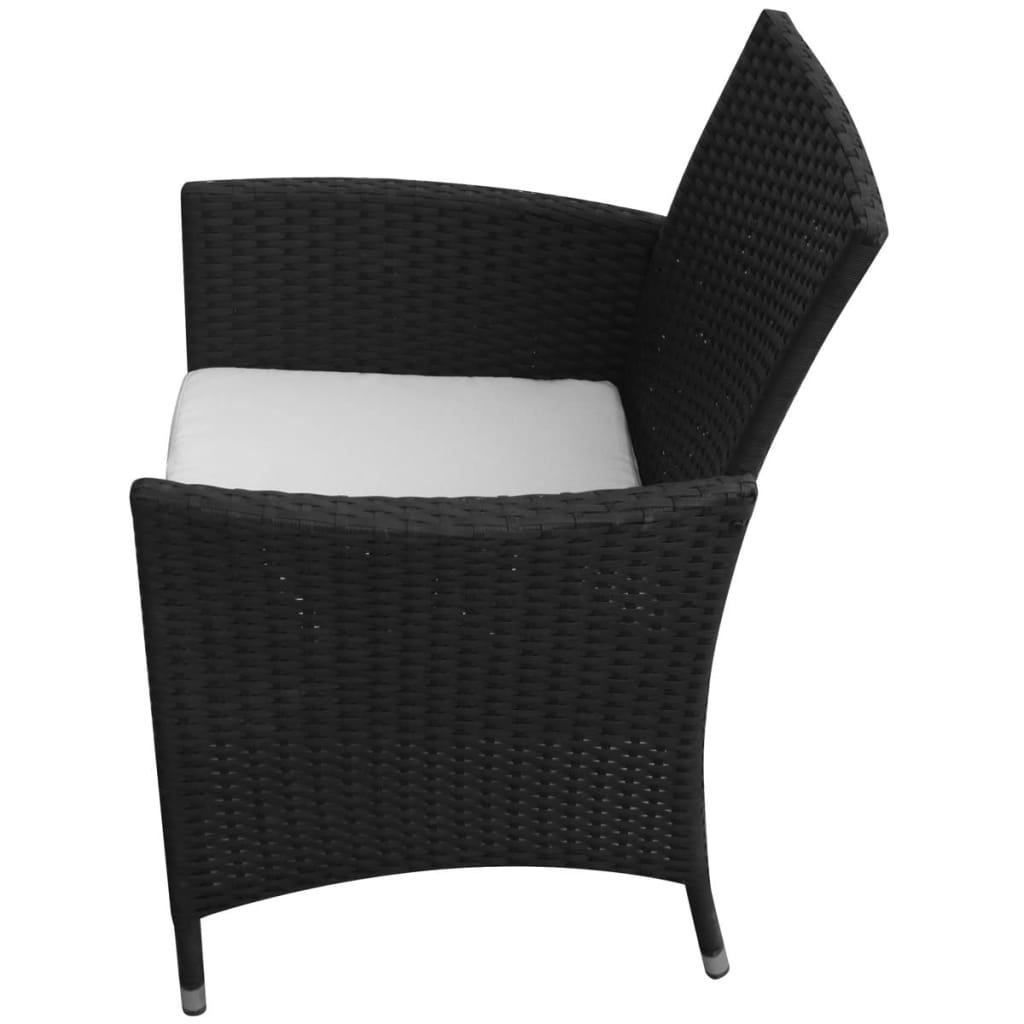 Ensemble à manger d'extérieur 9pcs coussins résine tressée noir - XIOS